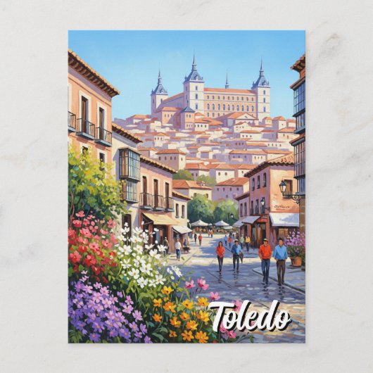 Toledo Spanje Alcazar Reisbloemen Briefkaart (Voorkant)