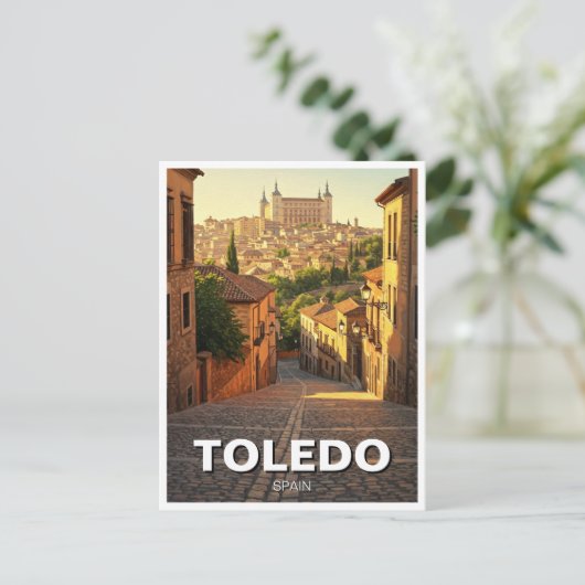 Toledo Spanje Alcazar Reizen Briefkaart (Staand voorkant)
