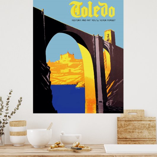 Toledo, Spanje. Brug over het Middellandse-zee Poster (Keuken)