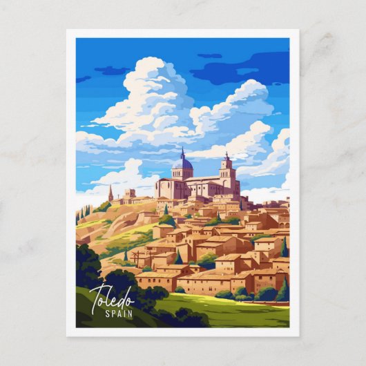 Toledo Spanje Kunst vintage reisillustratie Briefkaart (Voorkant)