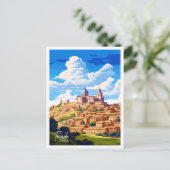 Toledo Spanje Kunst vintage reisillustratie Briefkaart (Staand voorkant)