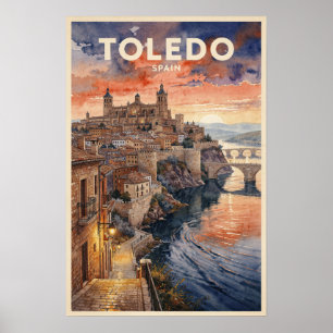 Toledo Spanje Reis in Retro Stijl Poster
