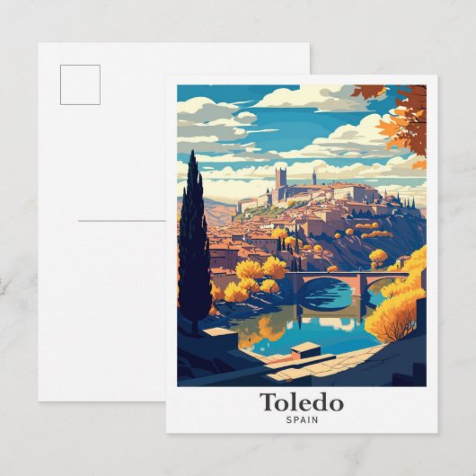 Toledo Spanje Reizen Illustratie Briefkaart (Voorkant / Achterkant)