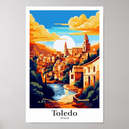 Toledo Spanje Reizen Illustratie Poster (Voorkant)