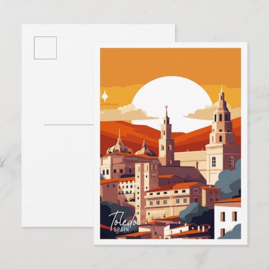 Toledo Spanje vintage reisillustratie Briefkaart (Voorkant / Achterkant)