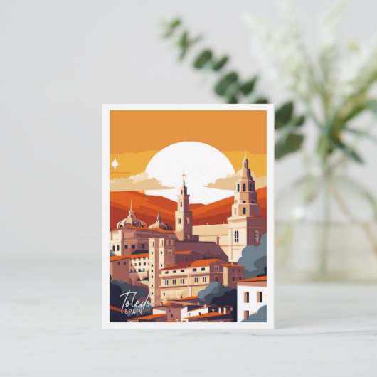 Toledo Spanje vintage reisillustratie Briefkaart (Staand voorkant)