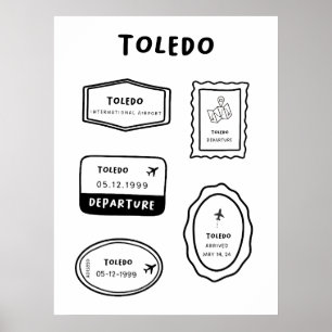 Toledo - Travel Stamp Collectie ontwerp Poster