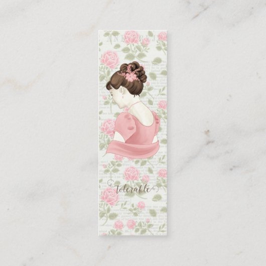 Tolerable - Jane Austen Bloemen Bladwijzer Mini Visitekaartje (Achterkant)