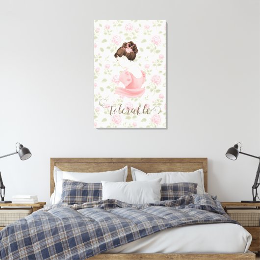 Tolerable - Jane Austen Floral  Canvas Afdruk (Insitu (Slaapkamer))
