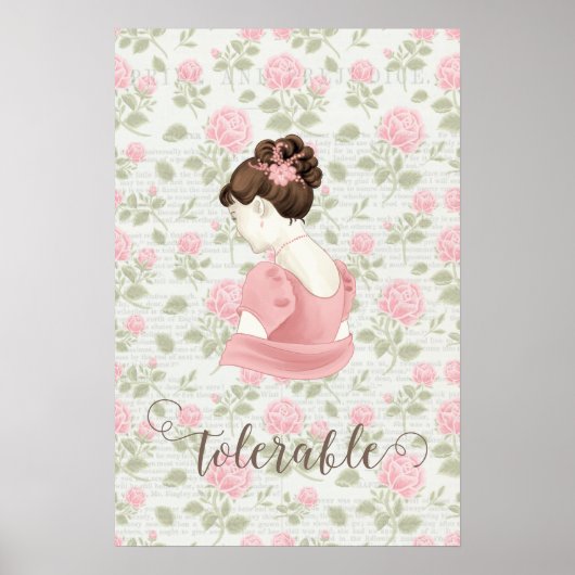 Tolerable - Jane Austen Floral  Poster (Voorkant)