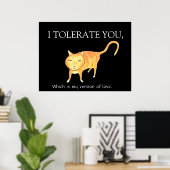 Tolerant Apathetic Orange Cat Poster (Thuiskantoor)