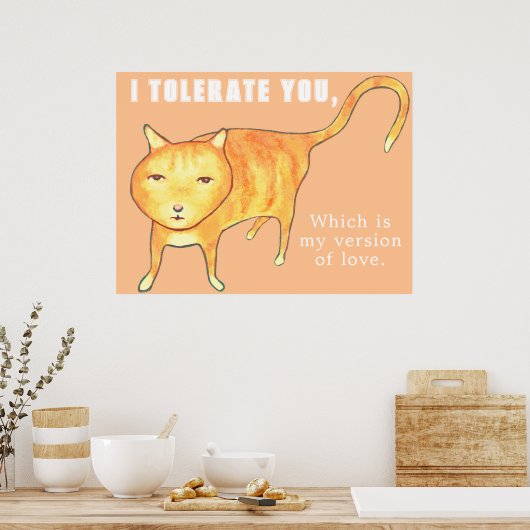 Tolerant Apathetic Orange Cat Poster (Keuken)