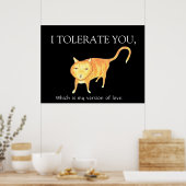 Tolerante Apathische Oranje Kat Poster (Keuken)