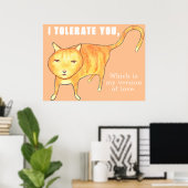 Tolerante Apathische Oranje Kat Poster (Thuiskantoor)