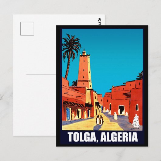 Tolga, Algerije, stadscentrum, vintage-reizen Briefkaart (Voorkant / Achterkant)