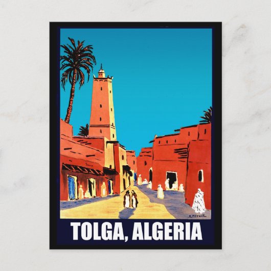 Tolga, Algerije, stadscentrum, vintage-reizen Briefkaart (Voorkant)