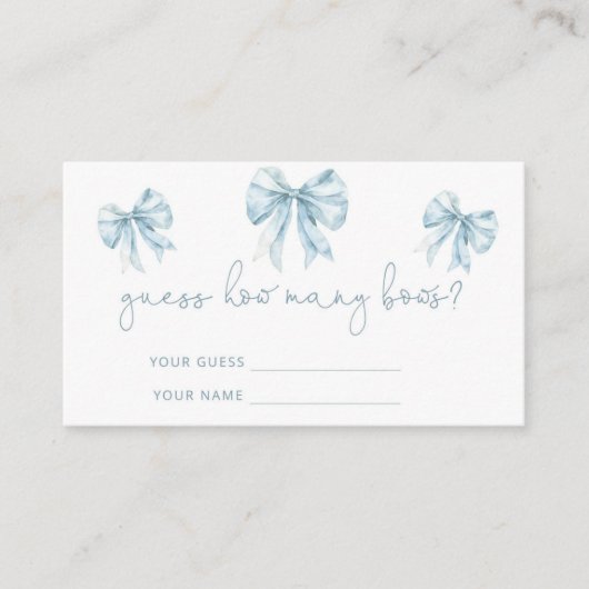 Tolie Blauw Frans Hoeveel bogen baby shower spel Informatiekaartje (Voorkant)