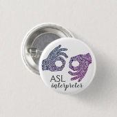 "Tolk" American Sign Language (Ombré) Ronde Button 3,2 Cm (Voorkant /achterkant)