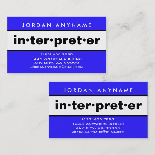 Tolk Bold Blauw en Wit Visitekaartje (Voorkant / Achterkant)