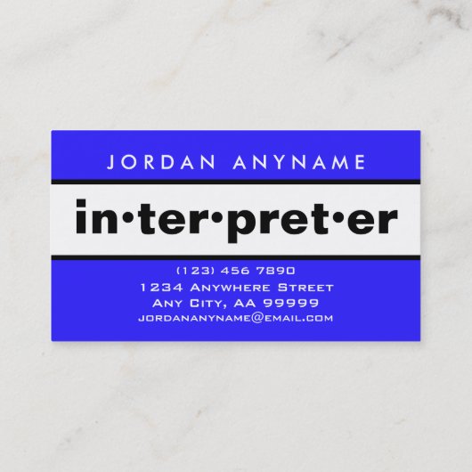 Tolk Bold Blauw en Wit Visitekaartje (Achterkant)