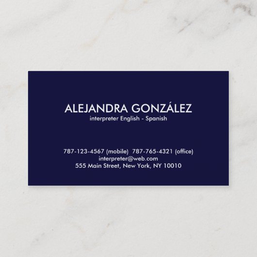 tolk Engels - Spaans Visitekaartje (Achterkant)