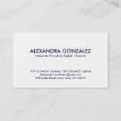 tolk/vertaler Engels - Spaans eminine Visitekaartje (Achterkant)