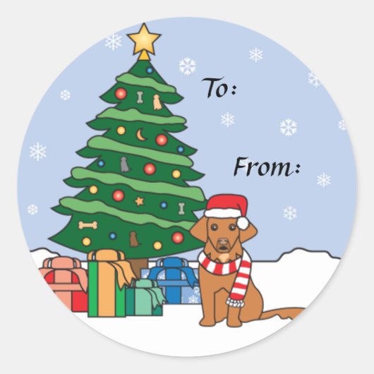 Toller en kerstboom ronde sticker (Voorkant)