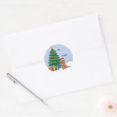 Toller en kerstboom ronde sticker (Envelop)