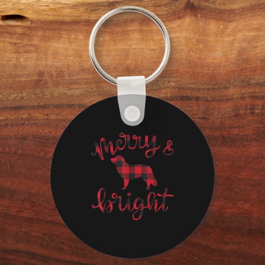 Toller Merry Christmas Buffalo Plaid Dog Cute For  Sleutelhanger (Voorkant)