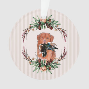Toller met hout eend ornament