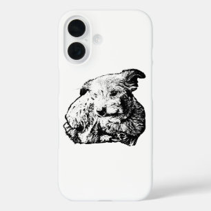 Toller Mix Liggende Hond Zwart En Wit Hoesje
