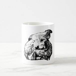 Toller Mix Liggende Hond Zwart En Wit Mok