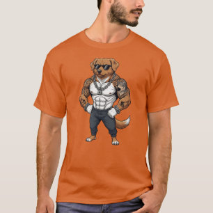 Tollere hond, gespierd, getatoeëerd, bodybuilder t-shirt