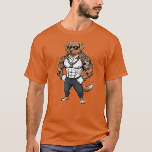 Tollere hond, gespierd, getatoeëerd, bodybuilder t-shirt (Voorkant)