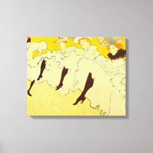 Tolouse Lautrec Dancing Girls Yellow Canvas Afdruk