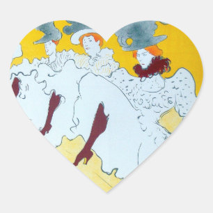Tolouse Lautrec Dancing Girls Yellow Hart Sticker