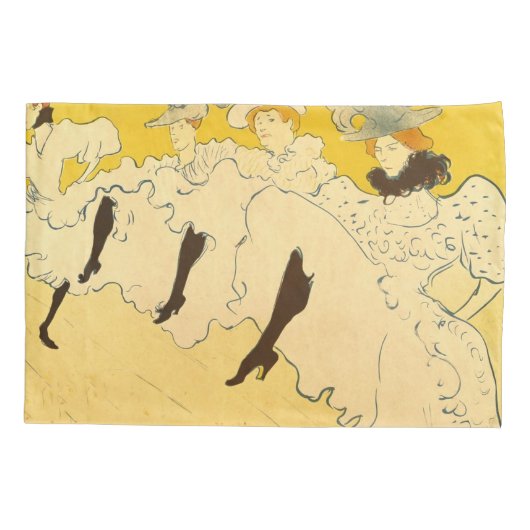 Tolouse-Lautrec Dancing Girls Yellow Poster Art Kussensloop (Achterkant)