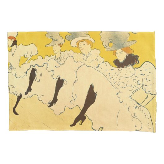 Tolouse-Lautrec Dancing Girls Yellow Poster Art Kussensloop (Voorkant)