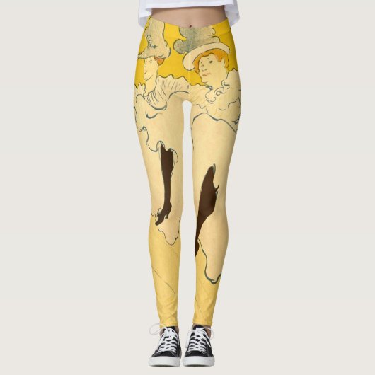 Tolouse-Lautrec Dancing Girls Yellow Poster Art Leggings (Voorkant)
