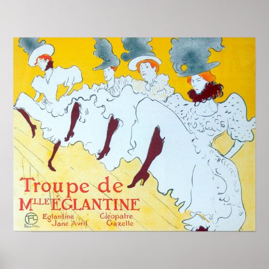 Tolouse-Lautrec Dansen Meisjes Geel Poster Kunst (Voorkant)