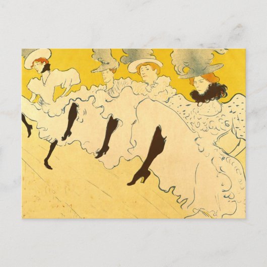 Tolouse-Lautrec Dansen Meisjes Geel Poster Kunst Briefkaart (Voorkant)