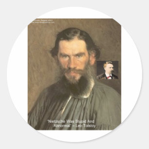 Tolstoj "Nietzsche = Stom" Citaat Cadeaus T-shirts Ronde Sticker