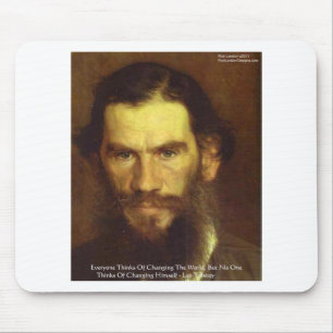Tolstoj "Verander jezelf" Wijsheid Quote Cadeaus & Muismat