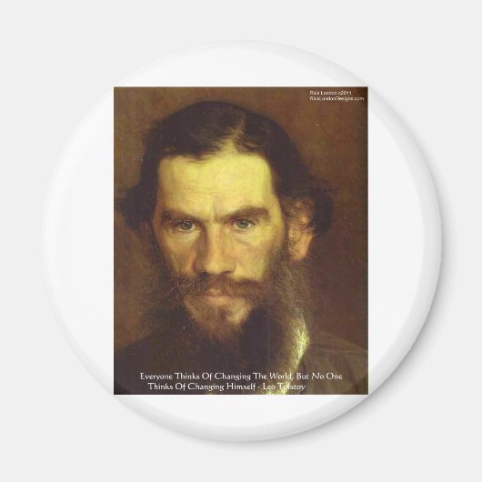 Tolstoy "Change Yourself" Wisdom Quote Gifts & T-s Magneet (Voorkant)