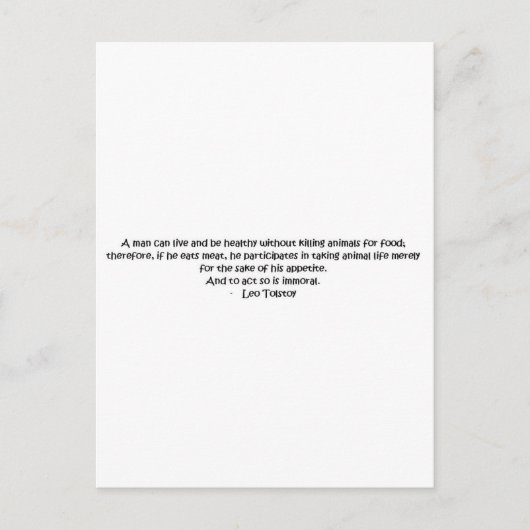 Tolstoy vegetarian quote briefkaart (Voorkant)