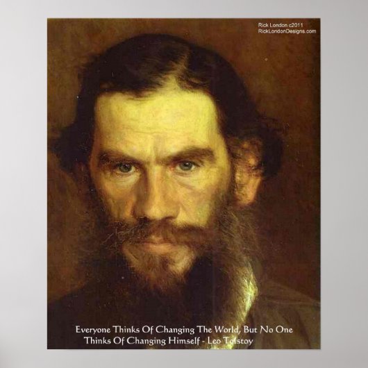 Tolstoy "Verander jezelf" Wijsheid Quote Poster (Voorkant)