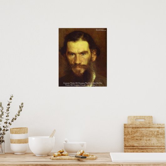 Tolstoy "Verander jezelf" Wijsheid Quote Poster (Keuken)