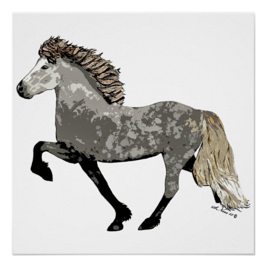 Tolting IJslands Paard Art Deco Astrid Perfect Poster (Voorkant)