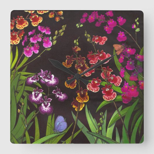 Tolumnia Equitant Oncidium Orchid Flowers Wall Clo Vierkante Klok (Voorkant)