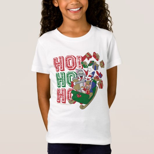 Tom and Jerry Delivering Gifts In A Sleigh T-shirt (Voorkant)